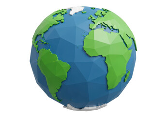 Fototapeta premium 3d rendering of a colorful globe with detailed continents PNG isolated on transparent background