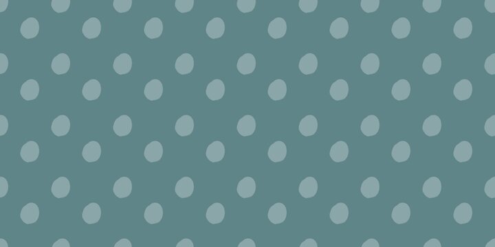 Dark teal green seamless polkadot pattern banner with abstract hand drawn irregular dots or organic circle background.