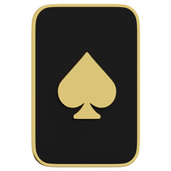 Fototapeta premium Black Gold Spade Poker Playing Card Casino Element Side View