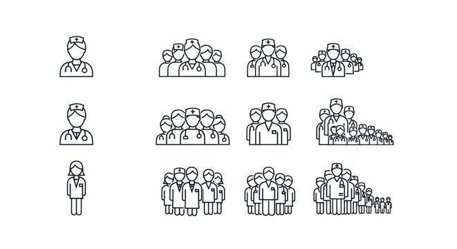 Medical professionals group icon set