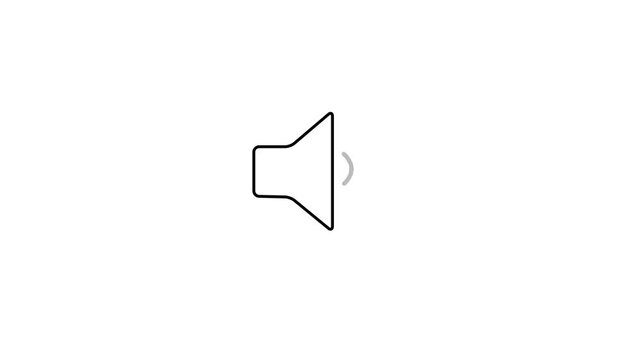 Simple Line Icon of a Speaker with Sound Waves on White Background audio volume