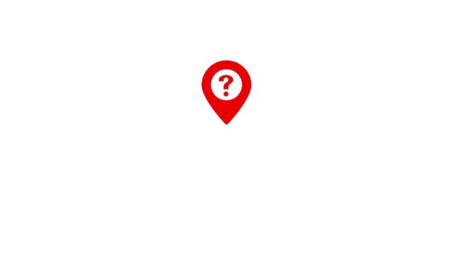 Red Location Pin Icon with a White Question Mark on White Background marker pointer