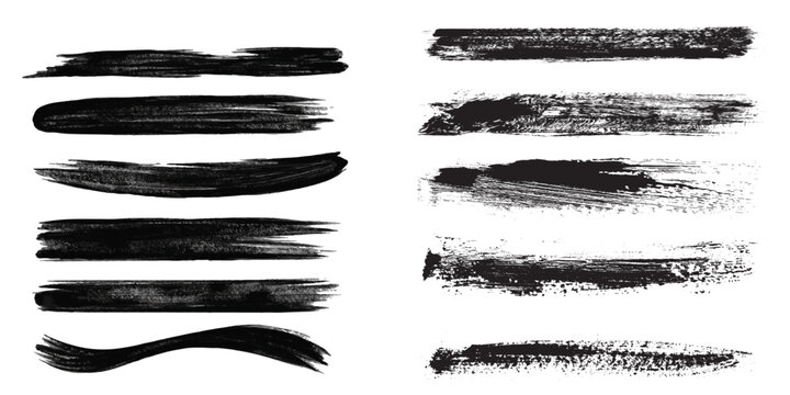 Brush strokes vector. Set of text boxes. Paintbrush collection. Grunge design elements. Dirty texture banners. Painted rectangles and long strokes