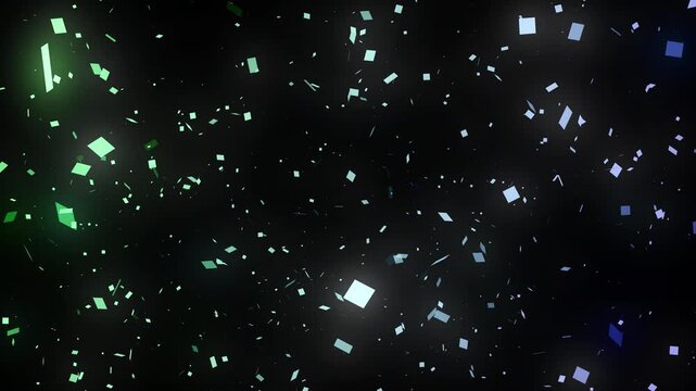 Falling glowing hearts in dark blue night sky space, magical Christmas particle snow animation, sparkling light energy motion 4K gradient special effects fantasy background video material
