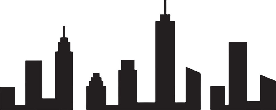 Minimal skyline silhouette staggered spacing rhythm minimalist vector city skyline composition