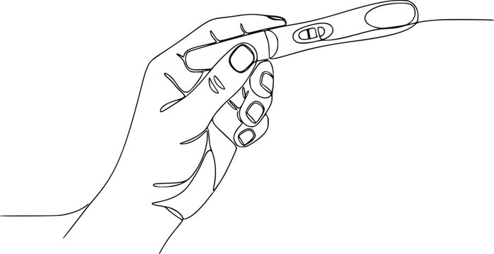 Positive Pregnancy Test Continuous Line Art Vector Hand Drawn Minimalist Illustration