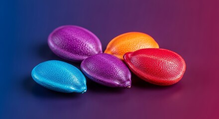 Obraz premium Vibrant seeds with intense color saturation are displayed in a macro view showing rich textures and brilliant shades of botanical beauty, close-up, fertility, abstract