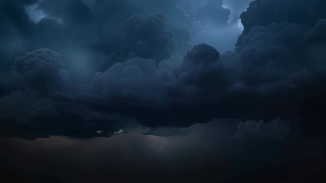 Storm cloud with lightning and violet horizon over coastal plain dramatic evening sky with dark
