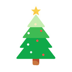 Fototapeta premium Stylized Christmas tree with star and ornaments against a black background