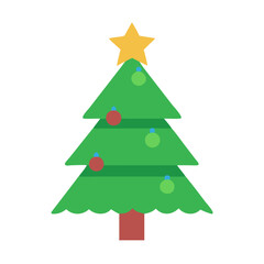 Obraz premium Stylized Christmas Tree with Star Topper and Decorations on a Black Background