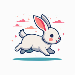 Fototapeta premium Cute White Rabbit Illustration
