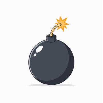 Cartoon Bomb with Lit Fuse