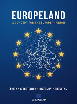 Conceptual poster of Europeland representing a unified European federation