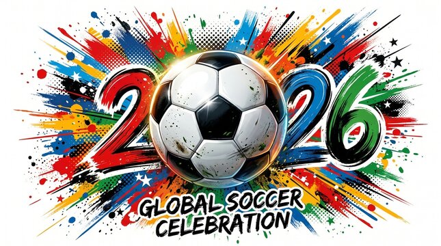 Global Soccer Celebration 2026: A vibrant and dynamic illustration captures the excitement of the 2026 global soccer celebration.