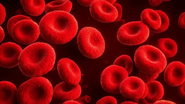 Electron Microscope Style View of Blood Cells Greyscale to Color