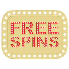 Gold Rectangle Free Spins Marquee Board Sign Front View © Flowicon