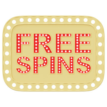Gold Rectangle Free Spins Marquee Board Sign Front View