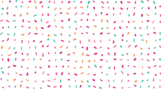 Colorful sprinkles pattern on white background