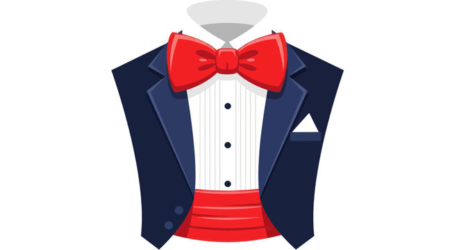 Elegant Tuxedo with Red Bow Tie and Cummerbund - Formal Menswear