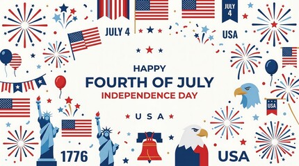 Obraz premium Patriotic Happy Fourth of July Independence Day Illustration