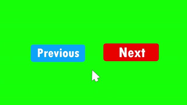 Previous and Next Navigation Buttons Animation on Green Screen &ndash; User Interface Controls