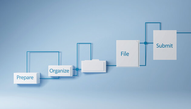 Tax Filing Checklist Infographic with Four Step Workflow Process