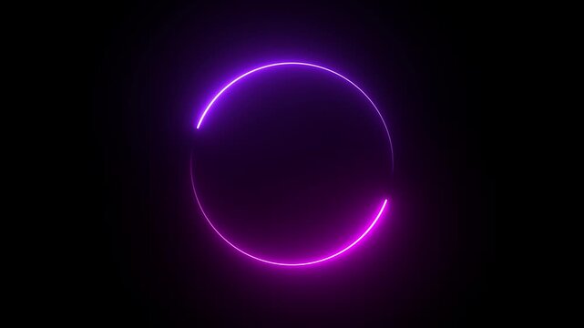 Round circle picture frame with two tone neon color shade motion graphic on isolated black background.
Endless circular pattern. Glitter magic spell effect. Light streaks with shimmer.