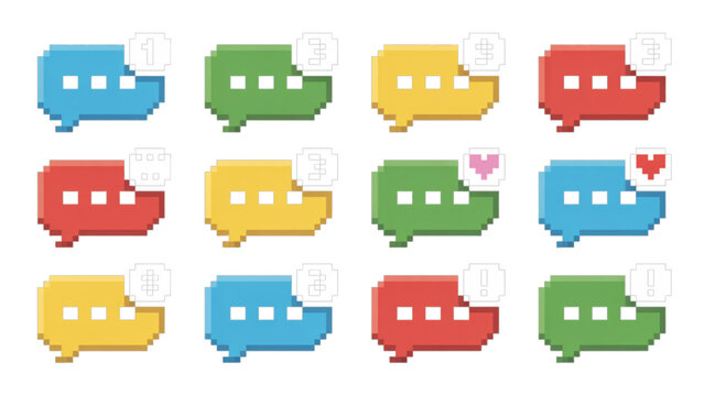Colorful speech bubble chat icons with happy faces in a playful arrangement Vector