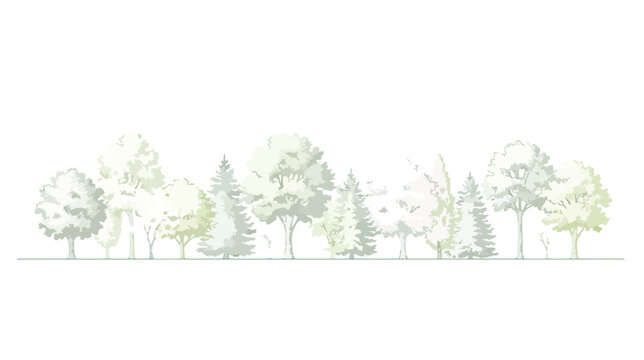Architectural hand drawn sketch of modern house on a hill, minimalist landscape drawing with stone stairs and trees, black and white vector illustration