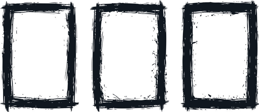 Three rectangular frames with a rough hand-drawn border rectangle abstract collection component