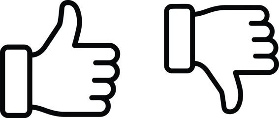 Thumbs up and thumbs down icons vector set with approval rejection feedback comparison contrast © SK Stock