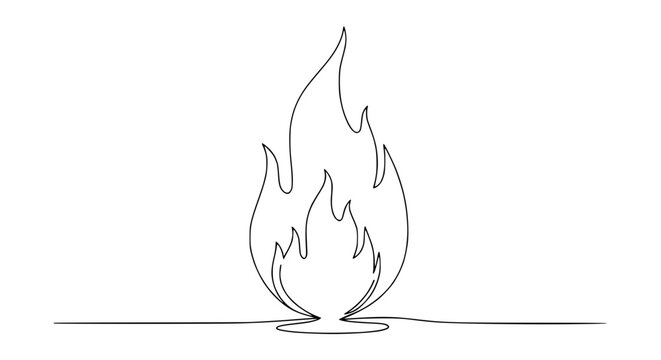 Minimalist Single Line Drawing of a Flame