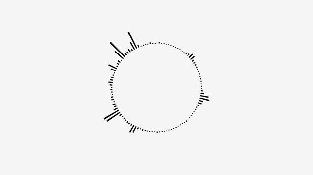 Minimalist circle ring sound wave animation on a white background, Digital radio signal symbols.
Audio music equalizer, soundtrack shapes. equalizer waveform spectrum. 4K Loopable white video.