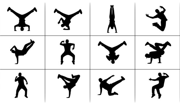 Street Dance Silhouette Vector Set Breakdance Move Collection