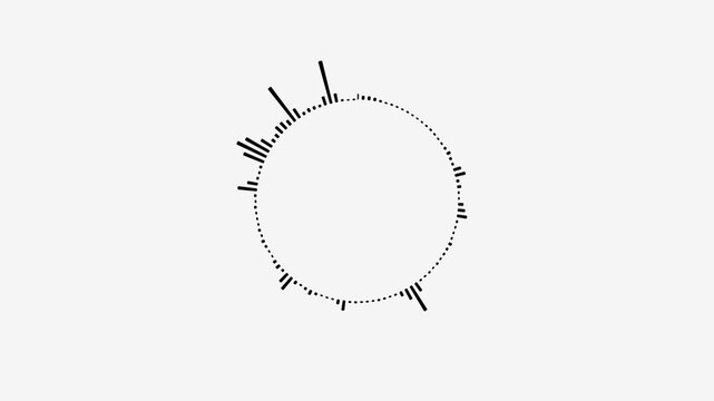 Minimalist circle ring sound wave animation on a white background, Digital radio signal symbols.
Audio music equalizer, soundtrack shapes. equalizer waveform spectrum. 4K Loopable white video.