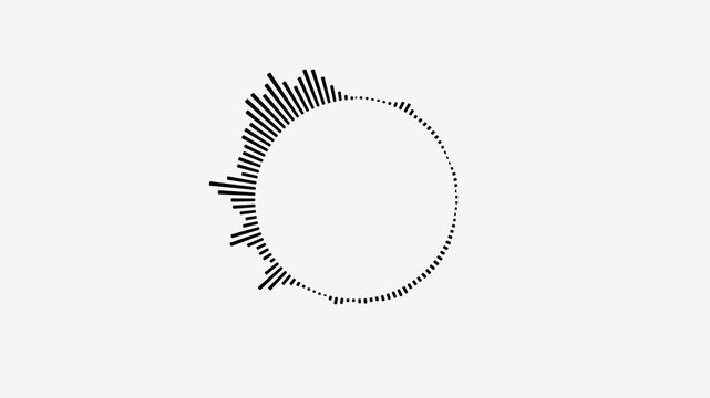 Minimalist circle ring sound wave animation on a white background, Digital radio signal symbols.
Audio music equalizer, soundtrack shapes. equalizer waveform spectrum. 4K Loopable white video.