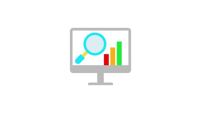 Data analysis statistics icon animation 4k motion graphic