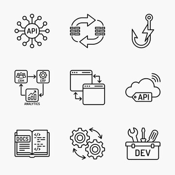 Collection of web development icons.