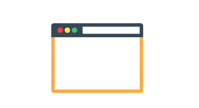 Flat Design Web Browser Window Illustration with Blank Screen and Copy Space for Digital Design