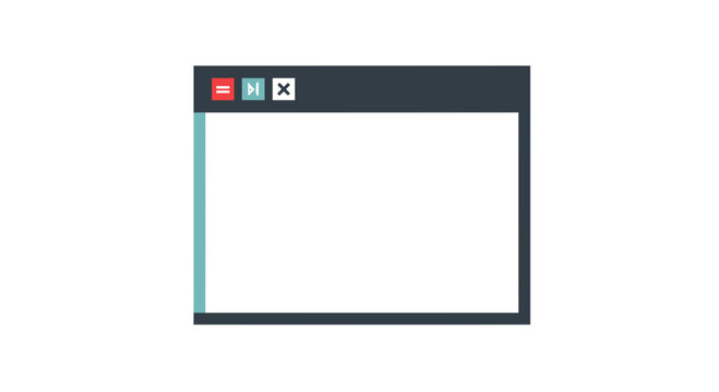 Flat Design Browser Window Icon with Blank White Screen and Minimalist Controls for Design Template