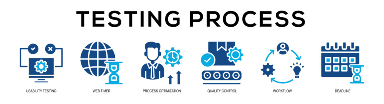 glyphcolor - Testing Process web banner vector illustration concept
