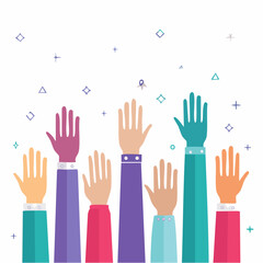 Fototapeta premium Diverse Hands Raised Up