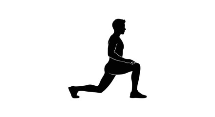 Fototapeta premium Athlete performs a lunge exercise in a side profile view to demonstrate proper form and technique.