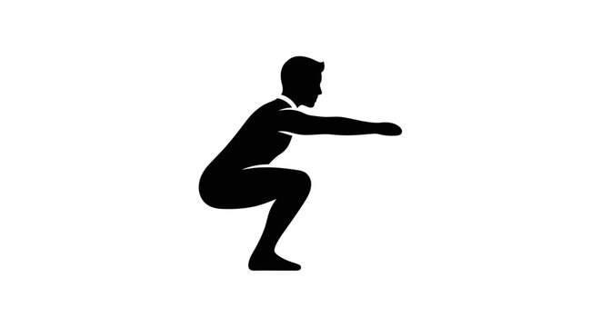Athlete performs a squat exercise with arms extended forward to maintain balance and core stability.