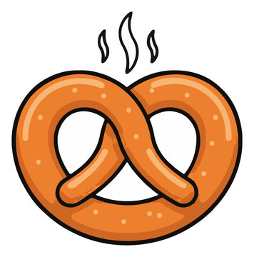 Soft pretzel twist isolated on white background. Generative AI