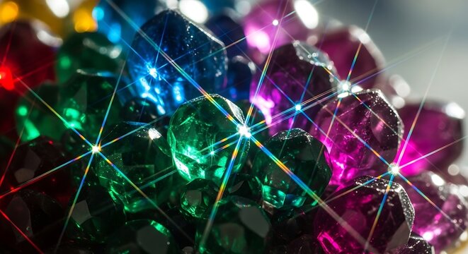 Vibrant Multicolored Gemstones Sparkling Brightly Together.