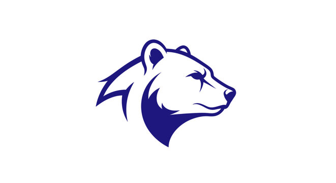 Blue Bear Head Logo Icon - Mascot, Emblem, Wild Animal