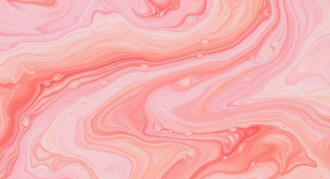 Abstract swirling pink and peach liquid marble background texture