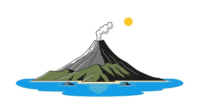 Volcano erupting in the ocean.