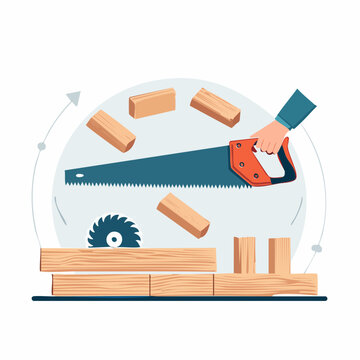 Woodworking Process with Saw and Sawblade